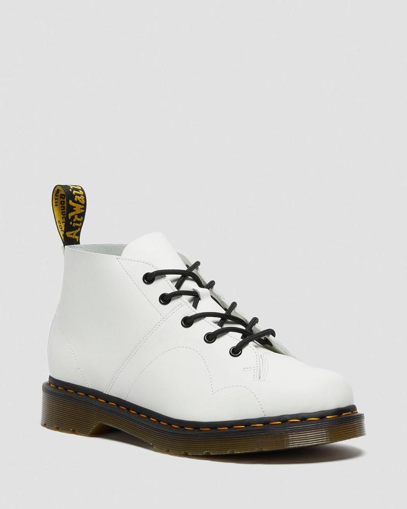 Men\'s Dr Martens Church Smooth Leather Monkey Boots White | AU 549PJJ